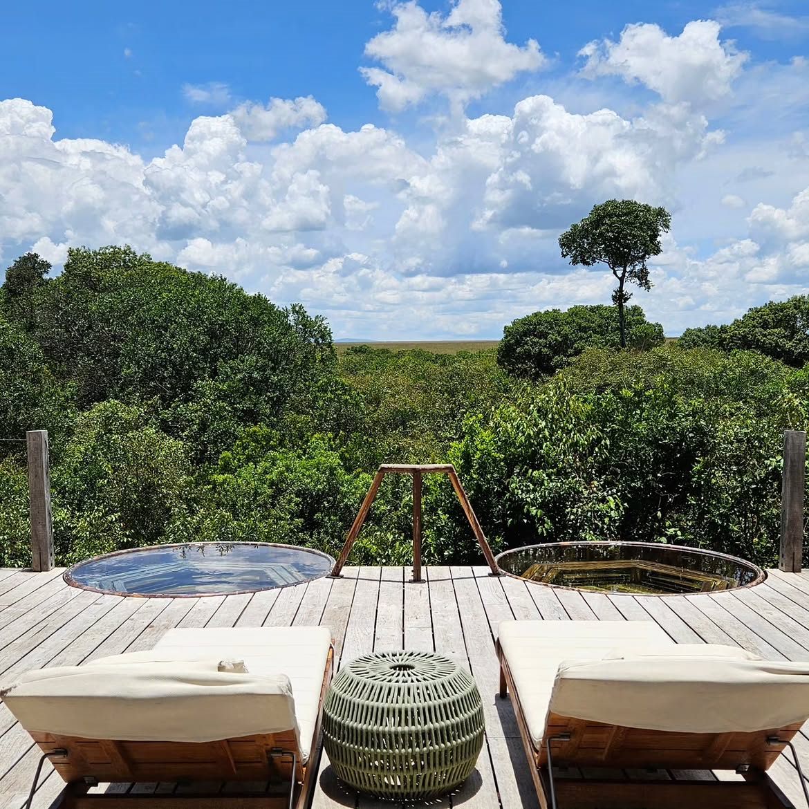 Camp deck overlooking the Maasai Mara reserve