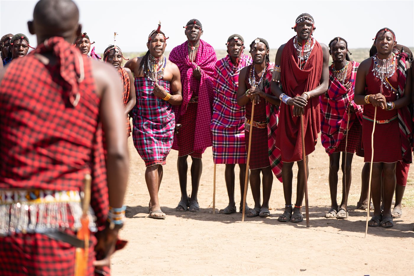 Maasai warriors during a cultural village visit near the Mara